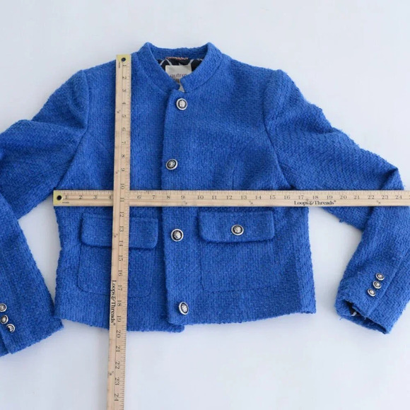 Autres Filles Blue Tweed Three Button Blazer with Flap Pockets Small - Picture 4 of 13
